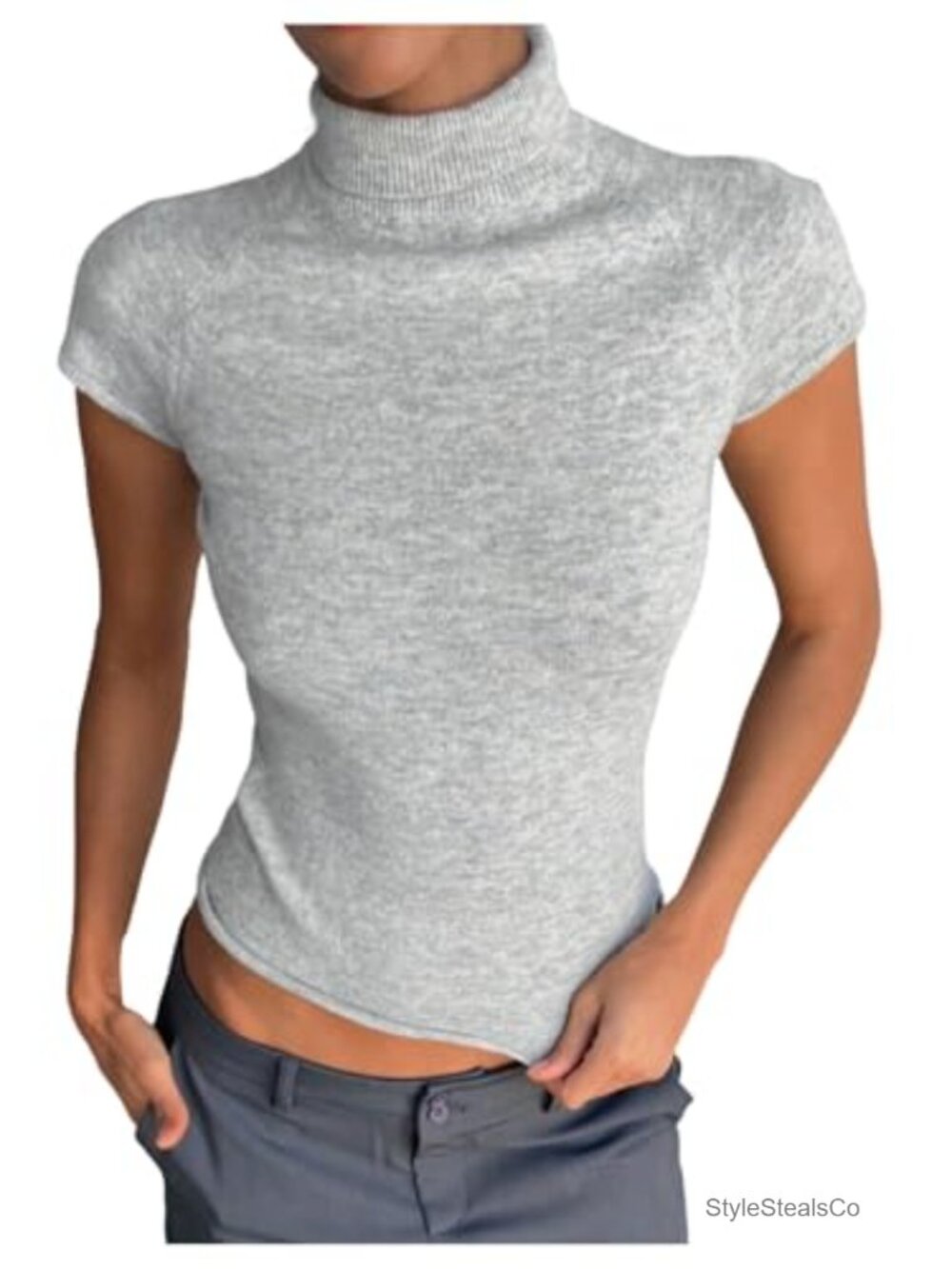 Womens Lightweight Knit Mock Neck Cap Sleeve Sweater Vest Slim Fit Summer